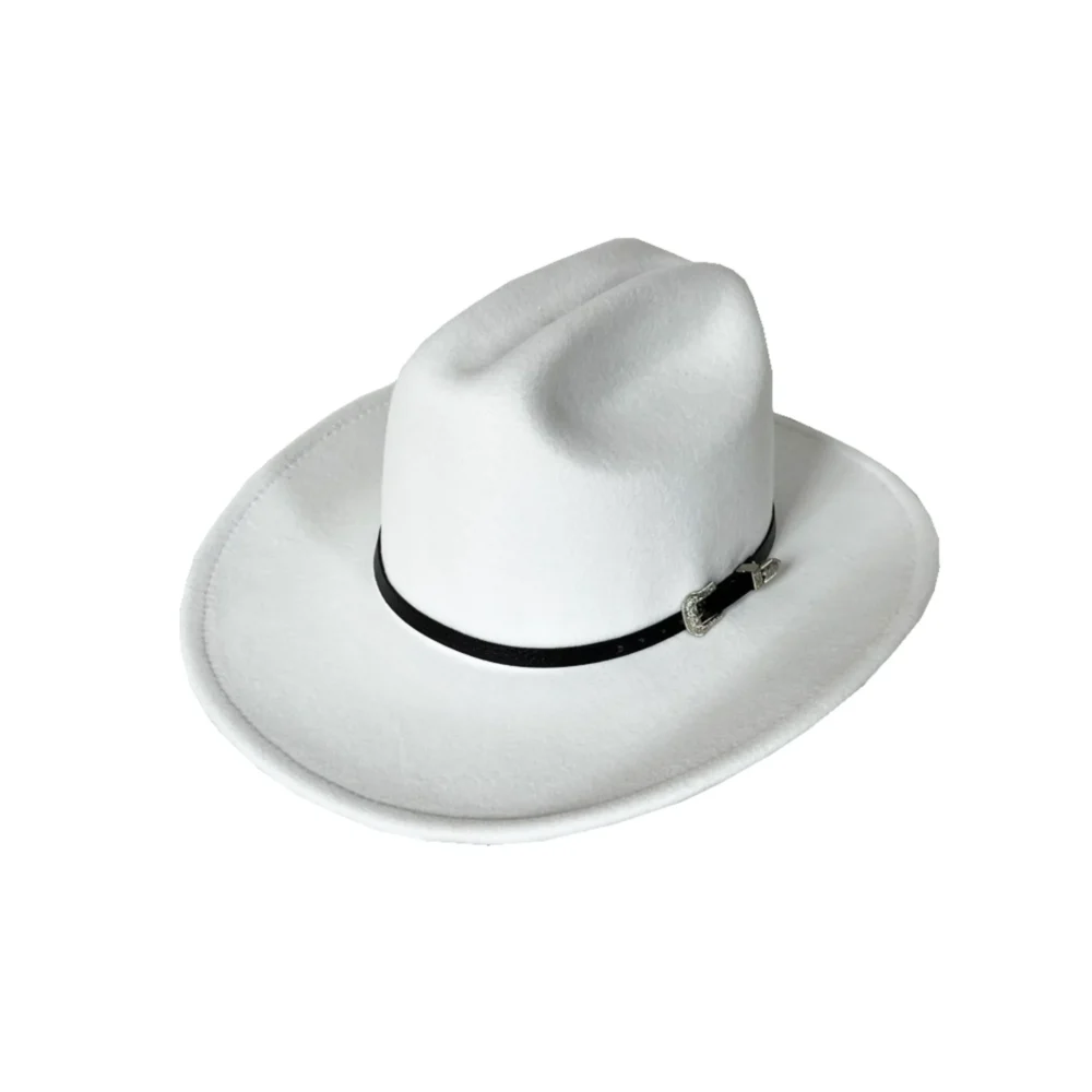 Fashion Western Cowboy Hat for Men Women Wide Brim Fedora Hat with Buckle Belt