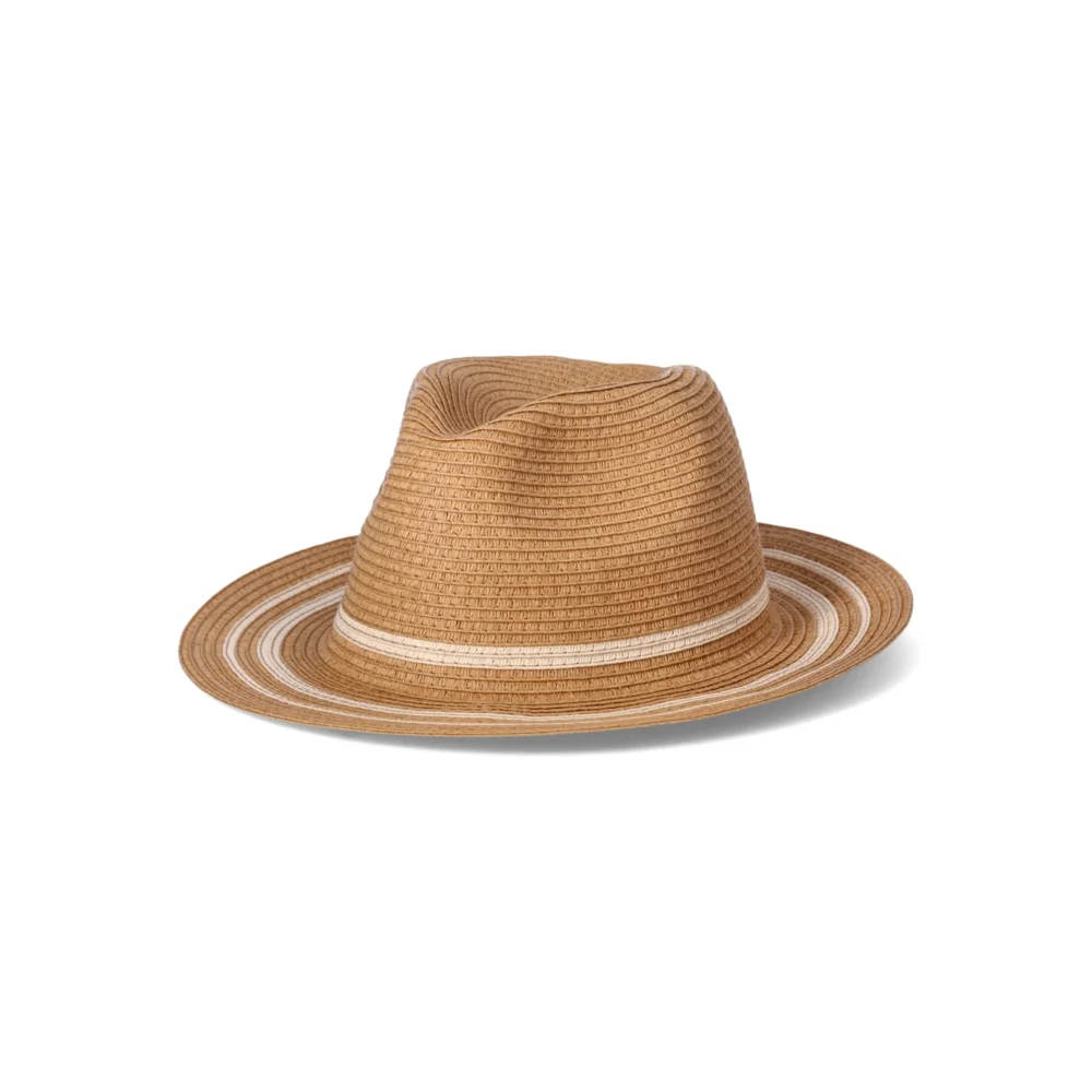Women's Striped Straw Panama Hat, Beige - Image 3