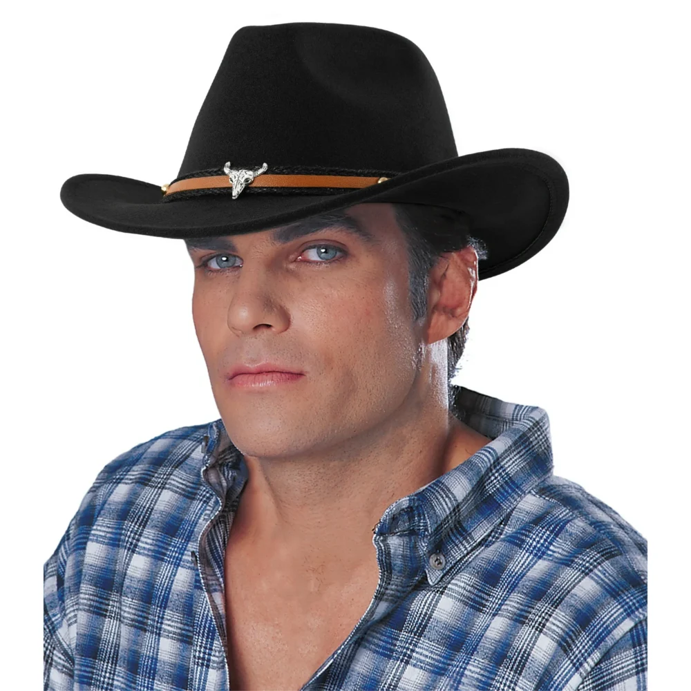 Black Cowboy Hat for Adult Men Women Cowgirl Hat with Adjustable Leather Hat - Image 3