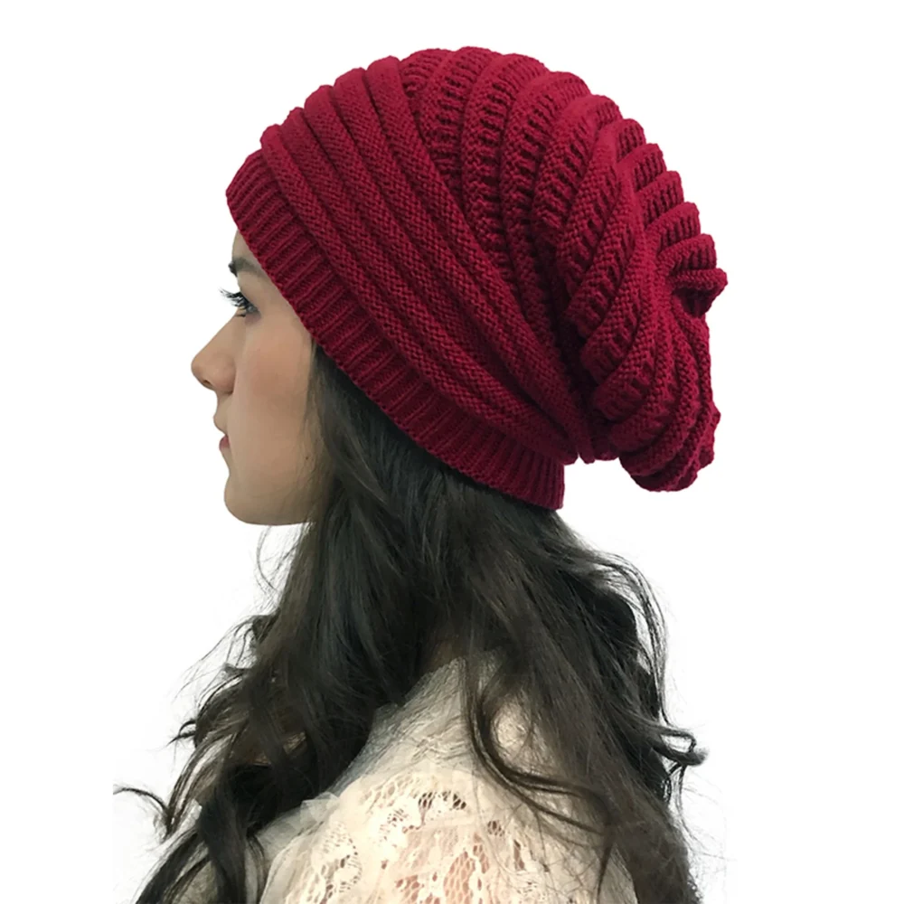 Womens Knitted Slouchy Winter Warm Casual Wool Beret Baggy Beanie Hats Caps - Image 2
